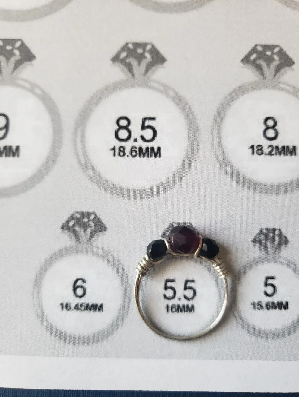 Hand Crafted Wire Wrapped Rings with Black and Garnet Beads - Women Jewelry